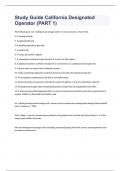 Study Guide California Designated Operator (PART 1) with 100% correct answers