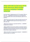 HVAC: EPA 608 Certification Study Guide Questions With Verified Solutions| ALREADY PASSED. UPDATED