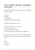 Food Protection Manager Certification Examination Questions & Answers 2024&lpar;A&plus;GRADED 100&percnt;VERIFIED&rpar;