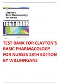 CLAYTON’S BASIC PHARMACOLOGY FOR NURSES 18TH EDITION BY WILLIHNGANZ-TESTBANK