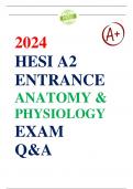 HESI A2 ANATOMY & PHYSIOLOGY QUESTION AND ANSWERS LATEST UPDATE 2023/24