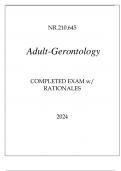NR.210.645 ADULT-GERONTOLOGY COMPLETED EXAM WITH RATIONALES 2024.