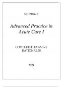 NR.210.661 ADVANCED PRACTICE IN ACUTE CARE I COMPLETED EXAM WITH RATIONALES 2024.p