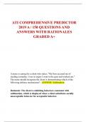 ATI COMPREHENSIVE PREDICTOR  2019 A / 150 QUESTIONS AND  ANSWERS WITH RATIONALES  GRADED A+