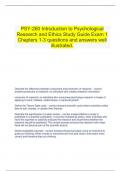   PSY-260 Introduction to Psychological Research and Ethics Study Guide Exam 1 Chapters 1-3 questions and answers well illustrated.