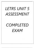 LETRS UNIT 5 ASSESSMENT COMPLETED EXAM 2024.