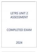 LETRS UNIT 2 ASSESSMENT COMPLETED EXAM 2024.