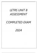 LETRS UNIT 8 ASSESSMENT COMPLETED EXAM 2024.