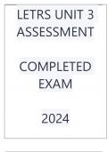 LETRS UNIT 3 ASSESSMENT COMPLETED EXAM 2024