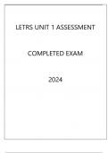 LETRS UNIT 1 ASSESSMENT COMPLETED EXAM 2024