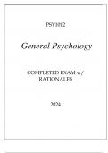 PSY1012 GENERAL PSYCHOLOGY COMPLETED EXAM WITH RATIONALES 2024