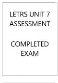 LETRS UNIT 7 ASSESSMENT COMPLETED EXAM 2024.