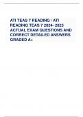 ATI TEAS 7 READING / ATI READING TEAS 7 2024- 2025 ACTUAL EXAM QUESTIONS AND CORRECT DETAILED ANSWERS GRADED A+