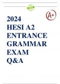 NEW FILE UPDATE&colon; HESI A2 ENTRANCE GRAMMAR EXAM QUESTIONS AND ANSWERS &vert; LATEST 2024