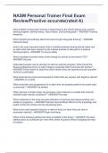 NASM Personal Trainer Final Exam Review&sol;Practive accurate&lpar;rated A&rpar; 