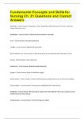 Fundamental Concepts and Skills for Nursing Ch&period; 21 Questions and Correct Answers