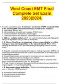 West Coast EMT Final Complete Set Exam 2023|2024.
