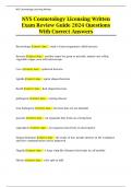 NYS Cosmetology Licensing Written Exam Review Guide 2024 Questions With Correct Answers