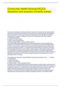 Community Health Nursing NCLEX Questions and answers correctly solved&period;