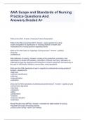 ANA Scope and Standards of Nursing Practice Questions And Answers&comma;Graded A&plus;