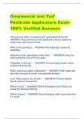 Ornamental and Turf  Pesticide Applicators Exam 100&percnt; Verified Answers