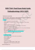 NUR 7560- Final Exam Study Guide  Pathophysiology 2023/2024