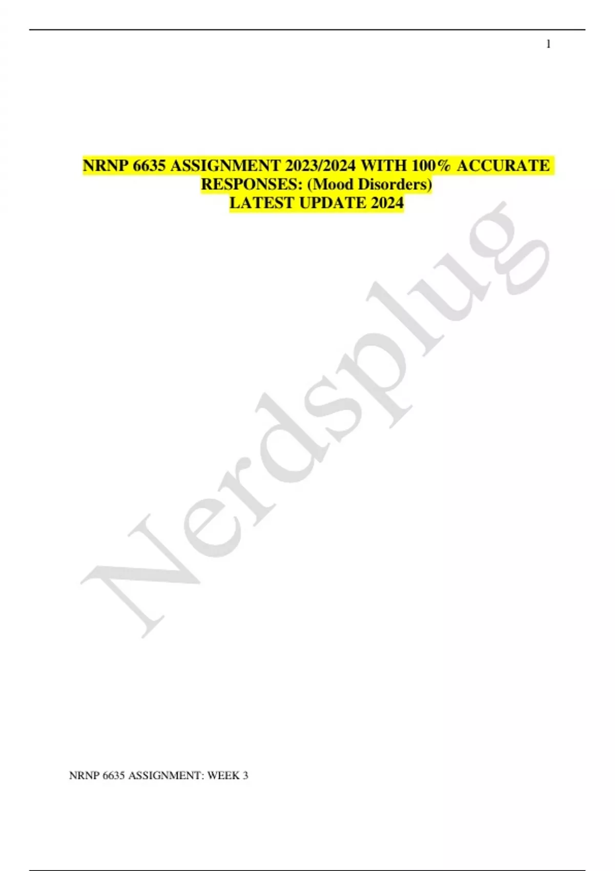 NRNP 6635 ASSIGNMENT 2023/2024 WITH 100% ACCURATE RESPONSES: (Mood ...