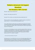 Pediatric Advanced Life Support Questions and Answers 100% Correct