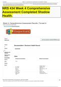 NRS 434 Week 4 Comprehensive Assessment Completed Shadow Health&period;