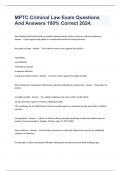 MPTC Criminal Law Exam Questions And Answers 100&percnt; Correct 2024&period;