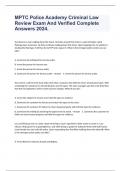 MPTC Police Academy Criminal Law Review Exam And Verified Complete Answers 2024&period;