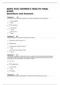 NURS 6552 WOMEN’S HEALTH FINAL EXAM Questions and Answers