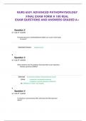 NURS 6501 ADVANCED PATHOPHYSIOLOGY FINAL EXAM FORM A 100 REAL EXAM QUESTIONS AND ANSWERS GRADED A+