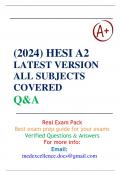 2024 UPDATE: HESI A2 ENTRANCE EXAM LATEST VERSION | ALL SUBJECTS COVERED - 100% Verified Questions and Answers