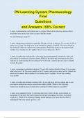 PN Learning System Pharmacology Final Questions and Answers 100&percnt; Correct