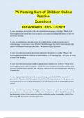 PN Nursing Care of Children Online Practice Questions and Answers 100&percnt; Correct