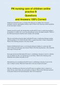 PN nursing care of children online practice B Questions and Answers 100&percnt; Correct