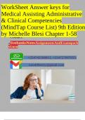 WorkSheet Answer keys for Medical Assisting Administrative & Clinical Competencies (MindTap Course List) 9th Edition by Michelle Blesi Chapter 1-58