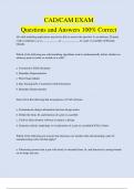 CAD&sol;CAM EXAM Questions and Answers 100&percnt; Correct