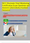 NCC Electronic Fetal Monitoring Certification Exam Questions and Answers &lpar;2023&sol;2024&rpar; &lpar;Verified Answers&rpar;