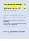 Data Management Foundation C175  WGU Questions and Answers 100&percnt; Correct