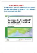  Success in Practical Vocational Nursing 9th Edition Test Bank   by Knecht ||All Chapters A+ Complete Guide 2023