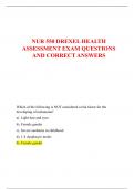 NUR 550 DREXEL HEALTH  ASSESSMENT EXAM QUESTIONS  AND CORRECT ANSWERS