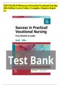TEST BANK FOR Success in Practical Vocational Nursing 10th Edition Carrol Collier | Complete Chapters Rated A+