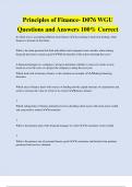 Principles of Finance- D076 WGU Questions and Answers 100&percnt; Correct