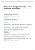 Edexcel IAL Biology Unit 1 Topic 1 Exam Questions and Answers.