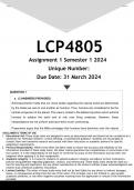LCP4805 Assignment 1 (ANSWERS) Semester 1 2024 - DISTINCTION GUARANTEED