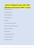 Sp2 U12 Medical words CASC 2023 Questions and Answers 100&percnt; Correct