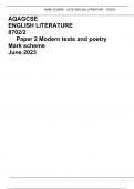 AQAGCSE ENGLISH LITERATURE 8702&sol;2 &Tab;Paper 2 Modern texts and poetry&Tab; Mark scheme June 2023 
