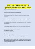 UNIT 6 & 7 BIOL 130 TEST 3 Questions and Answers 100&percnt; Correct